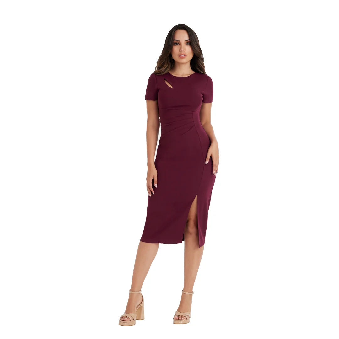 VESTIDO BODYCON MORADO CON DETALLE EN PECHO 94333