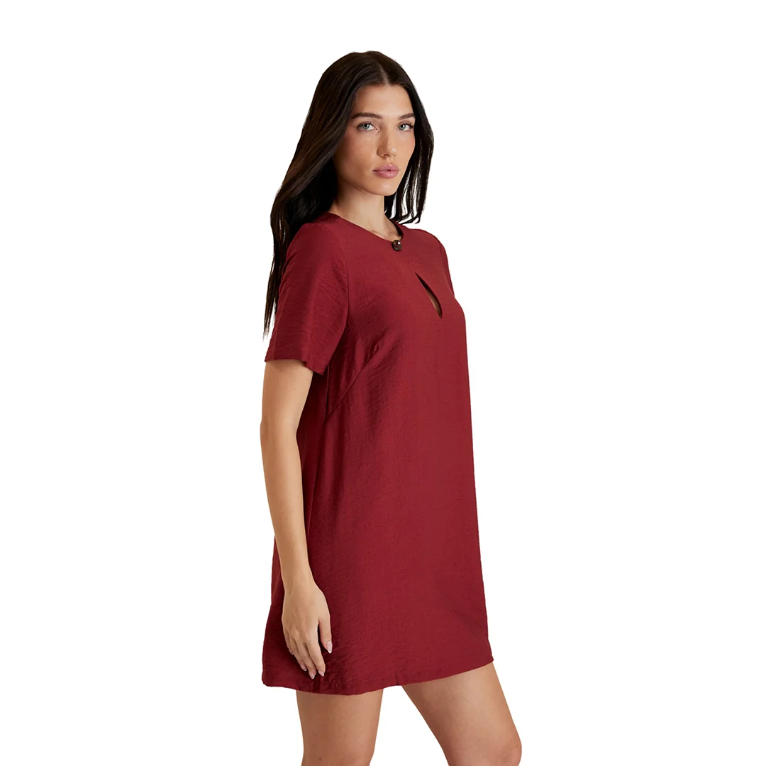 VESTIDO CAFÉ CON DETALLE EN ESCOTE 95742 - Image 2