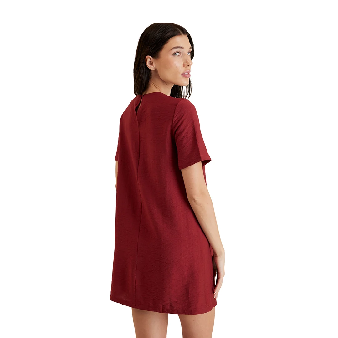 VESTIDO CAFÉ CON DETALLE EN ESCOTE 95742 - Image 3