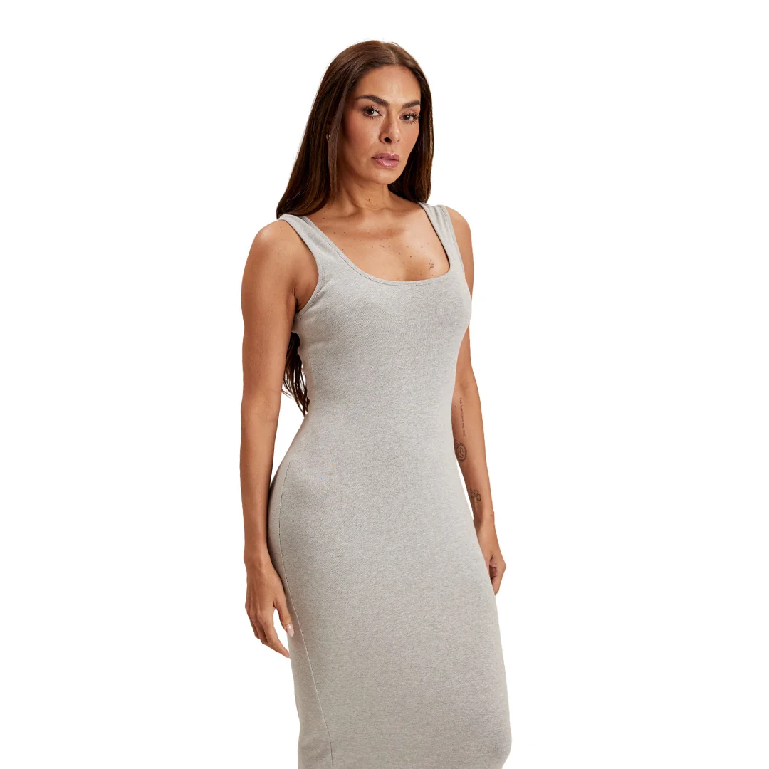 VESTIDO GRIS ENTALLADO 48135 - Image 2