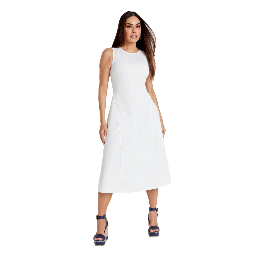 VESTIDO IVORY CON CORTES AL FRENTE MUJER 92617