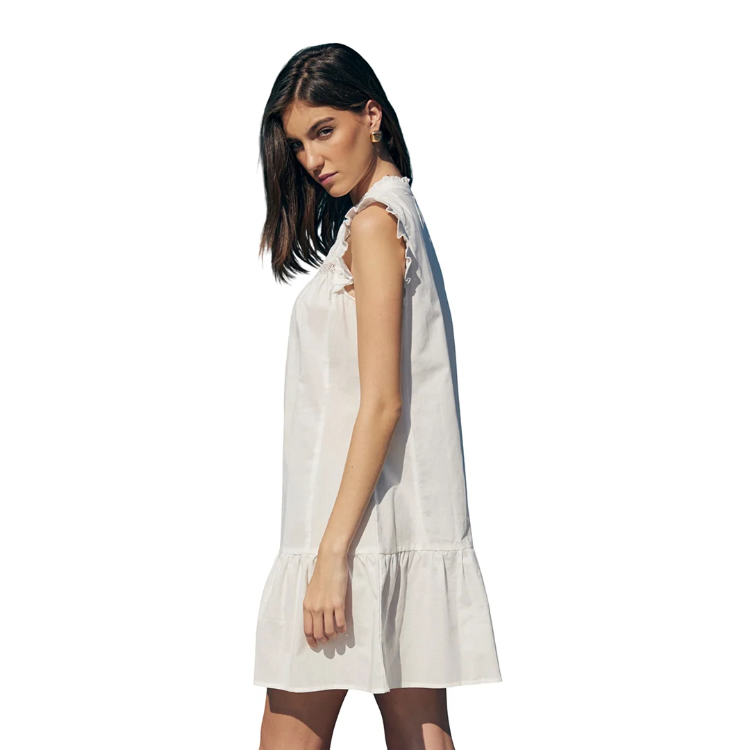 VESTIDO IVORY CORTO CON DETALLES DE CROCHET 93653 - Image 2