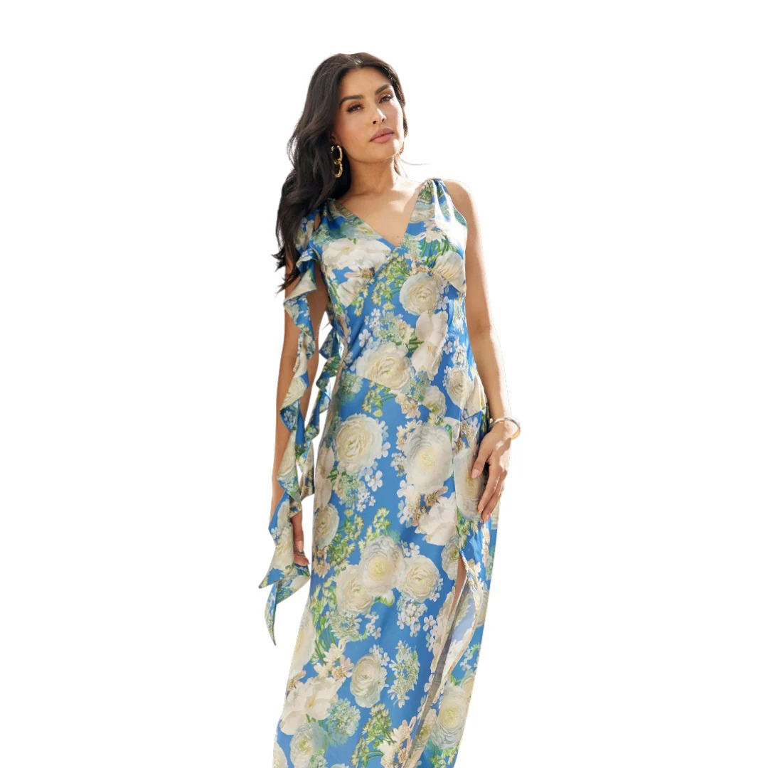 VESTIDO LARGO ASIMÉTRICO MULTICOLOR 92141