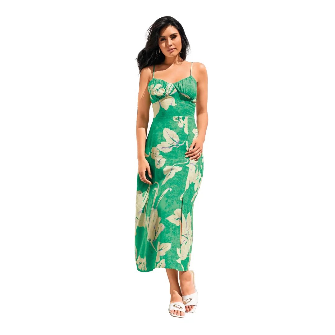 VESTIDO LARGO ESTAMPADO TIRANTES MULTICOLOR 91171