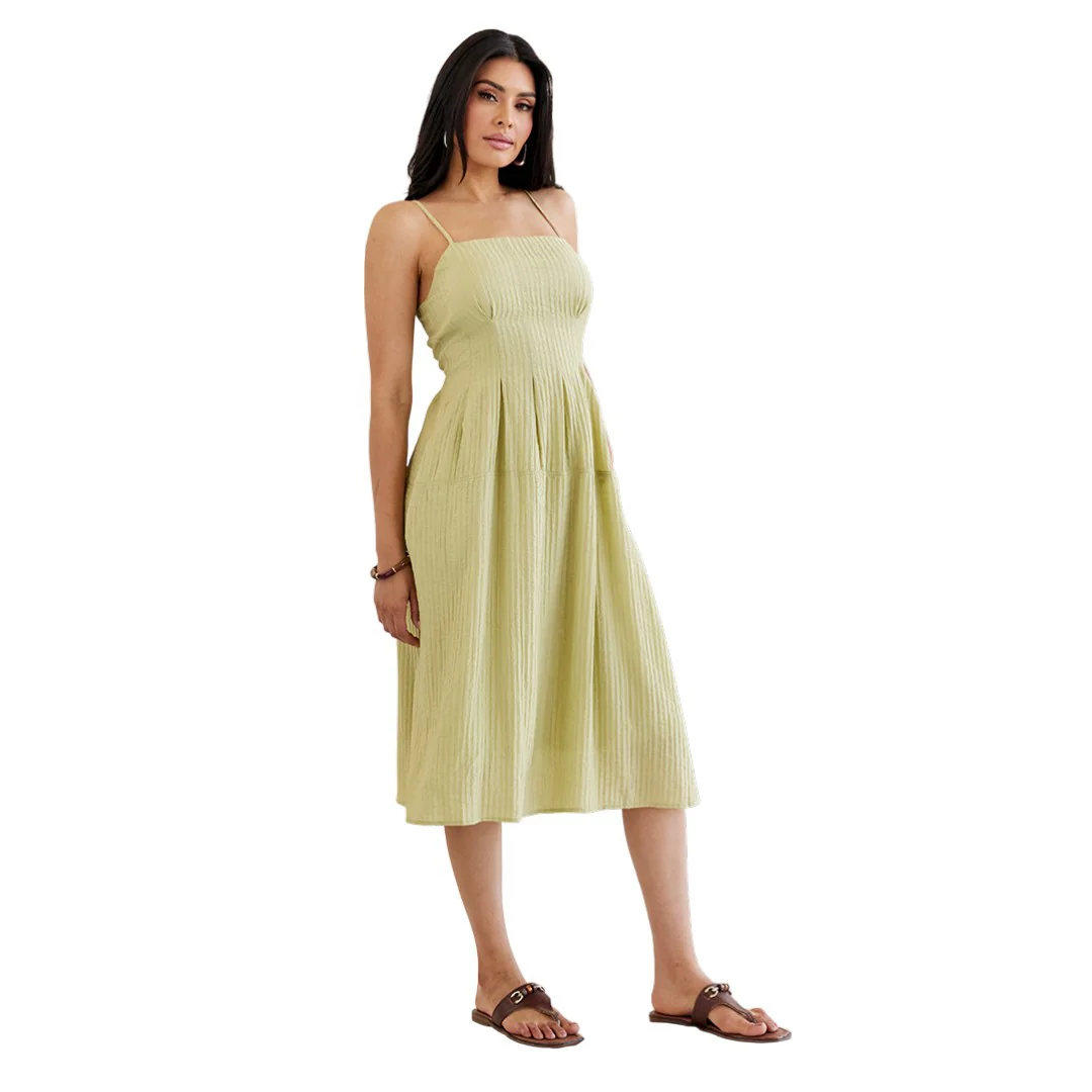 VESTIDO LARGO TIRANTES DELGADOS VERDE 94225 - Image 3