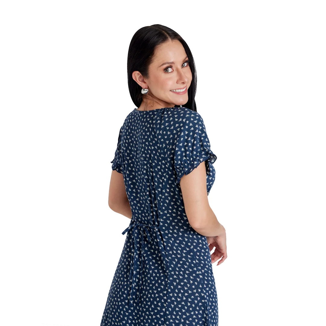 VESTIDO MARINO CON ESTAMPADO FLORAL MUJER 99923 - Image 2