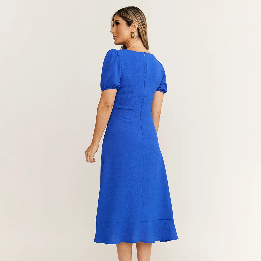 VESTIDO MIDI MANGA GLOBO AZUL 31574 - Image 3