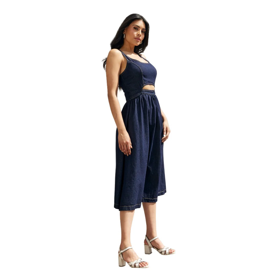 VESTIDO MIDI MEZCLILLA CORTE CINTURA 51273 - Image 2