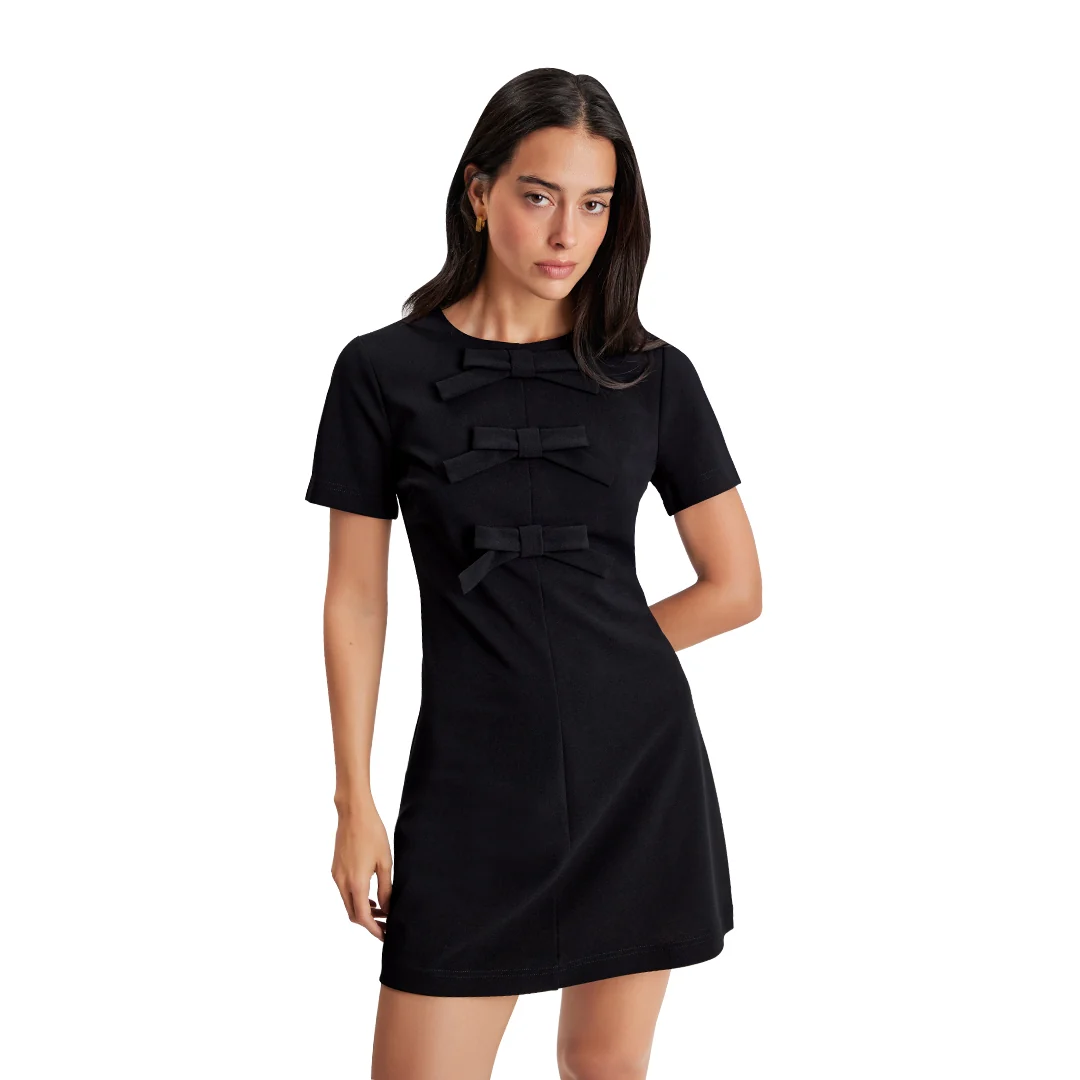 VESTIDO NEGRO CON MOÑOS 93537 - Image 2