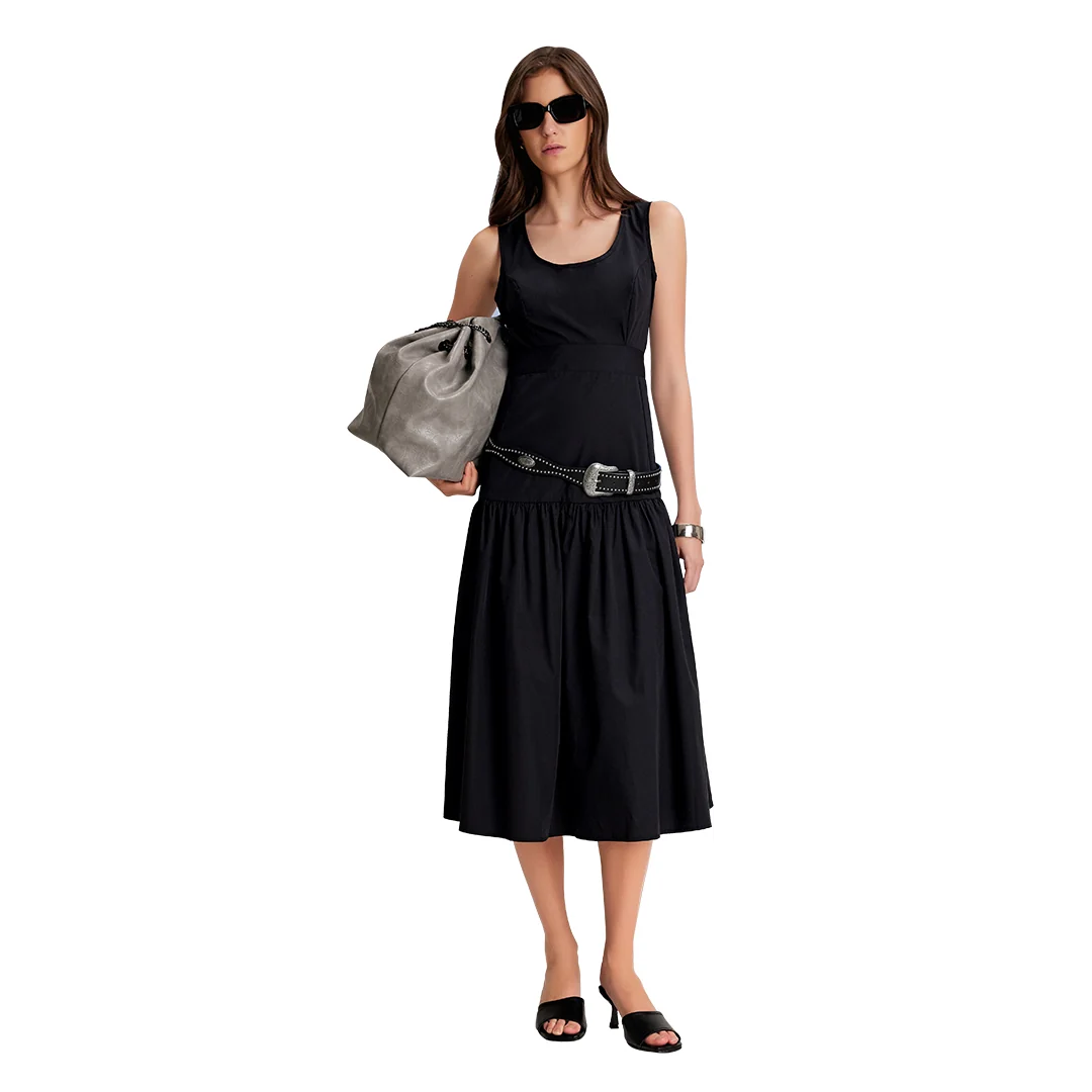 VESTIDO NEGRO CORTE A LA CADERA 97880 - Image 2