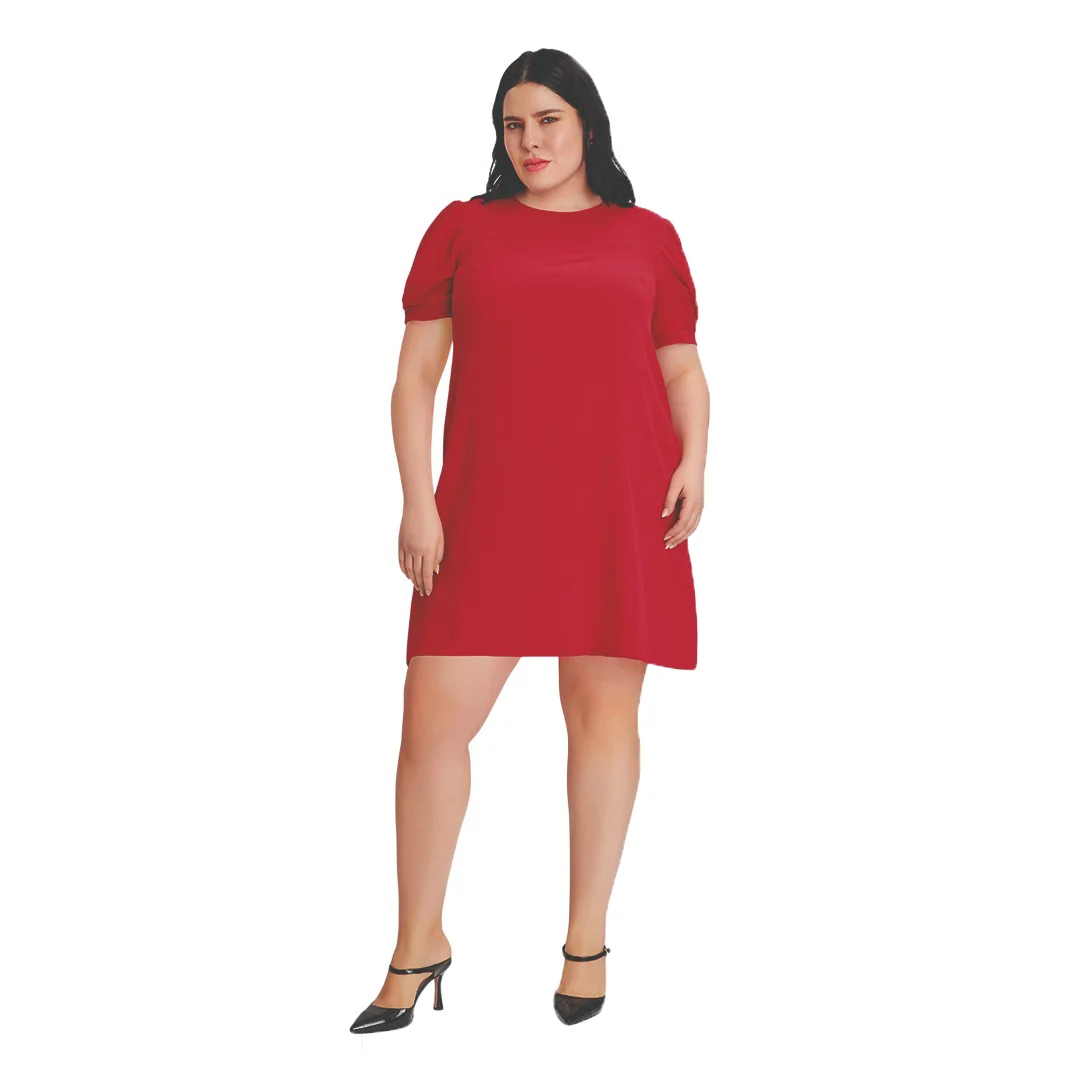 VESTIDO ROJO CORTO MANGA TULIPÁN 05648 - Image 2
