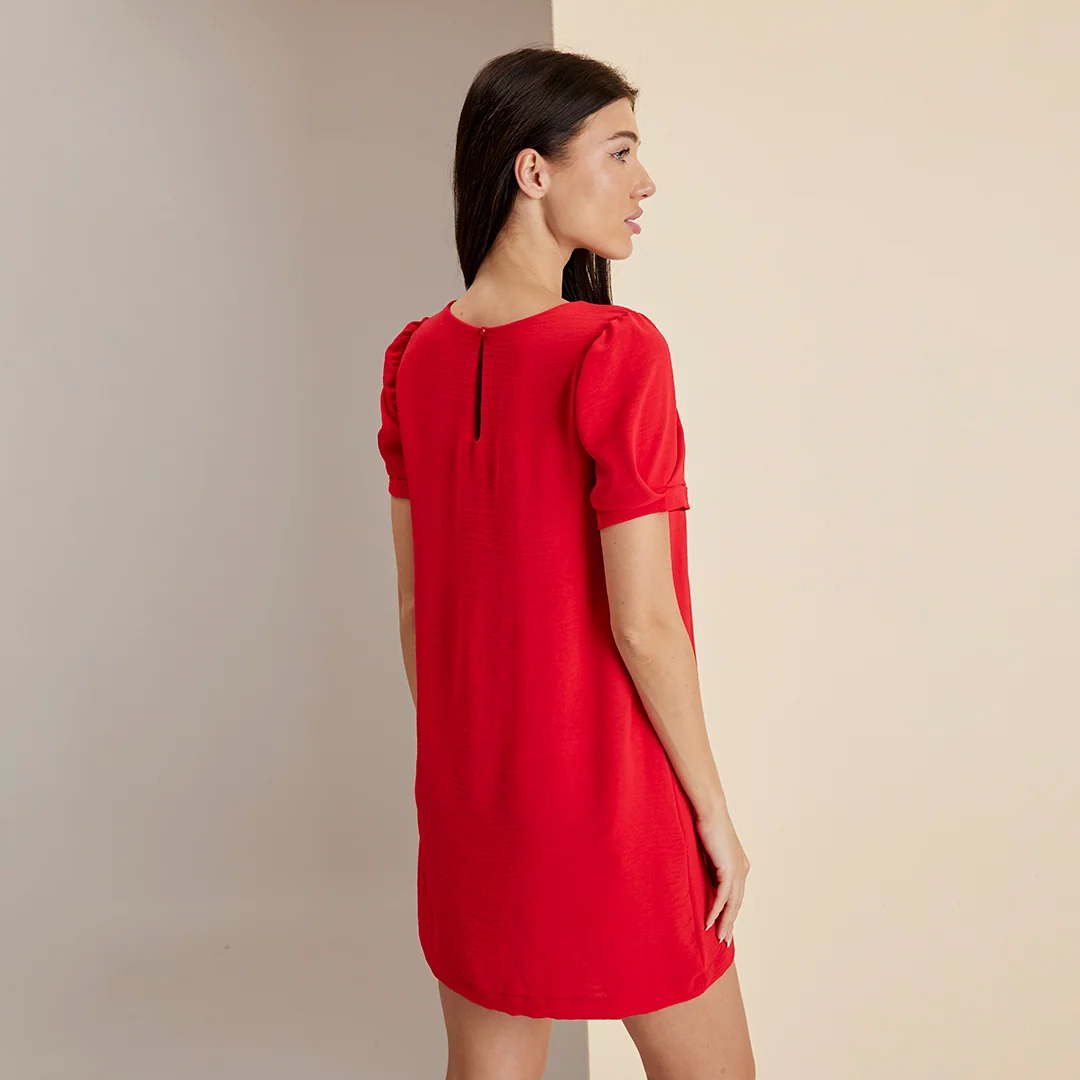 VESTIDO ROJO CORTO MANGA TULIPÁN 05648 - Image 3