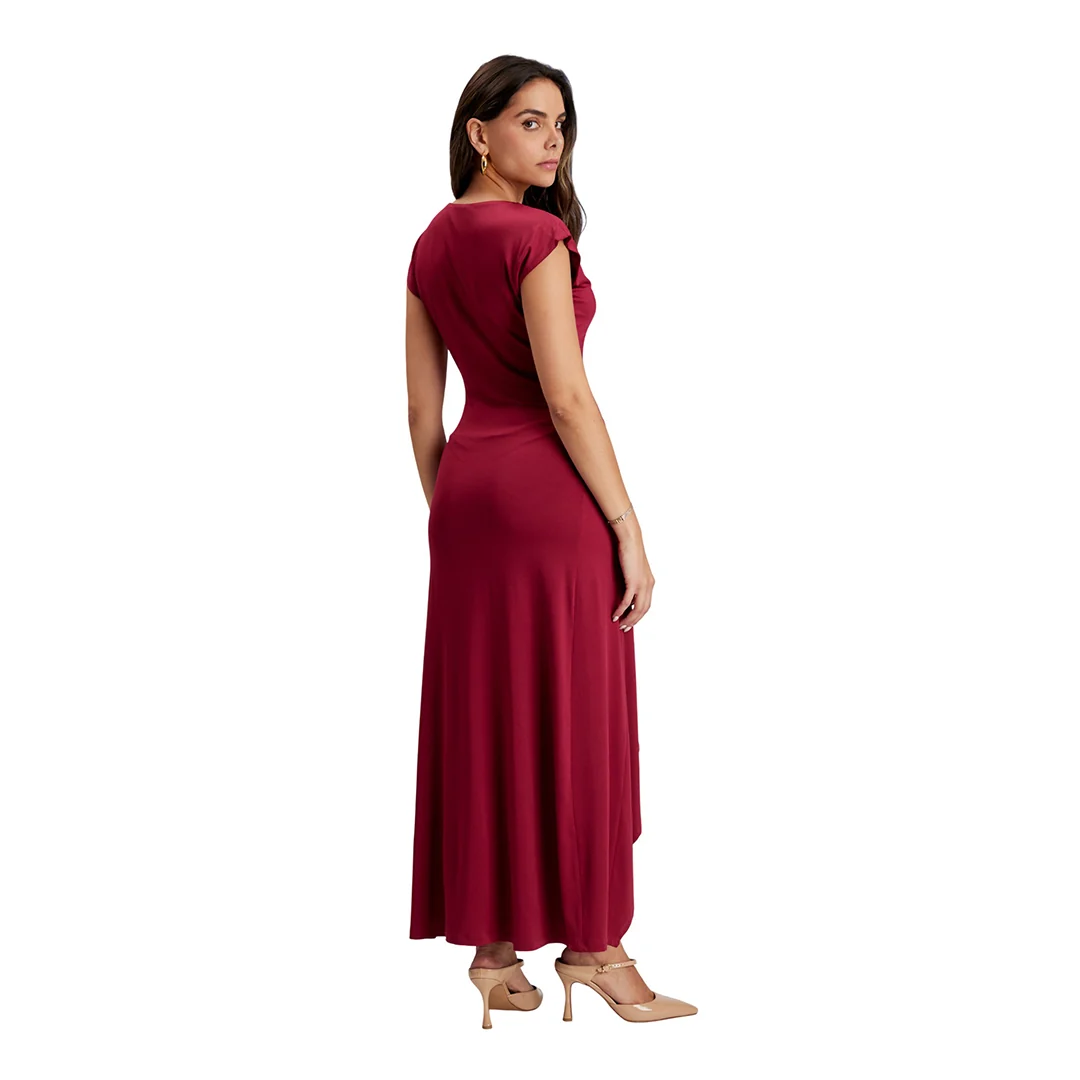 VESTIDO TINTO ASIMÉTRICO CON ESTOLA EN CINTURA 93060 - Image 2