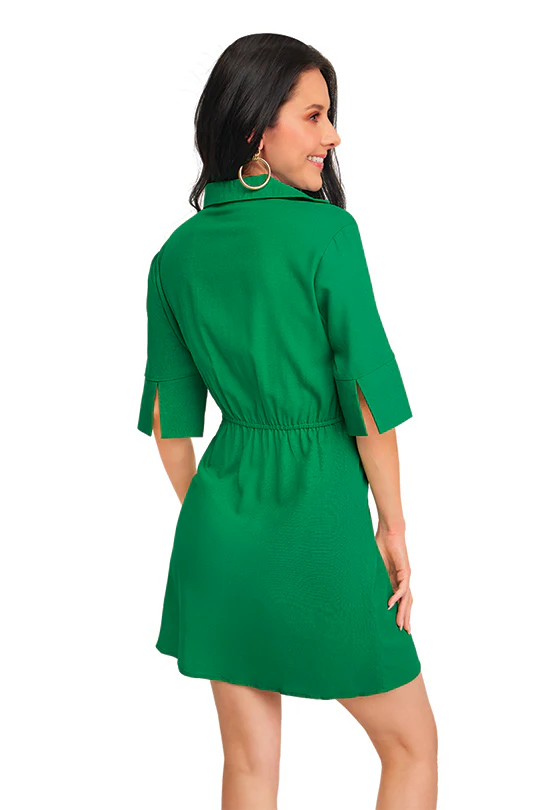 VESTIDO VERDE CON ESCOTE V 94264 - Image 2
