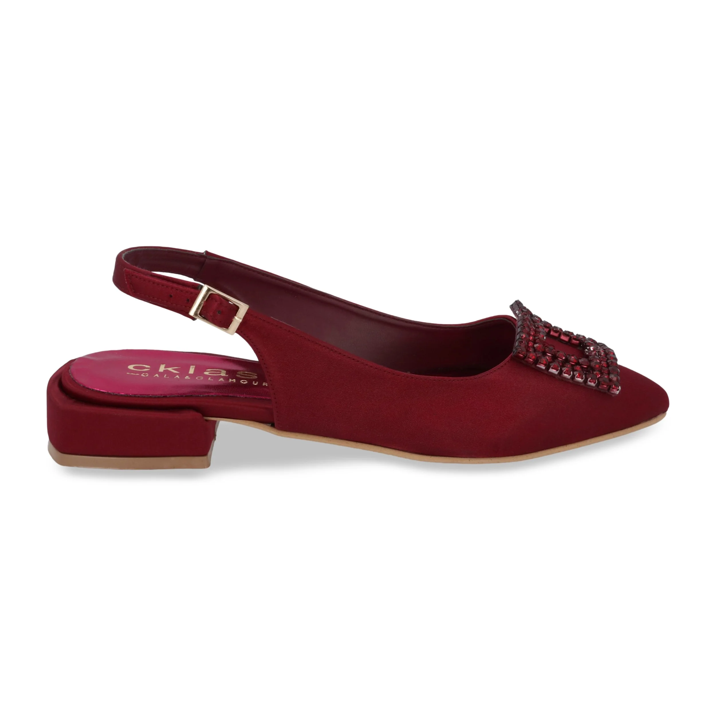 ZAPATILLA DE TACÓN 2CM MUJER TINTO CON PEDRERÍA 06068 - Image 2