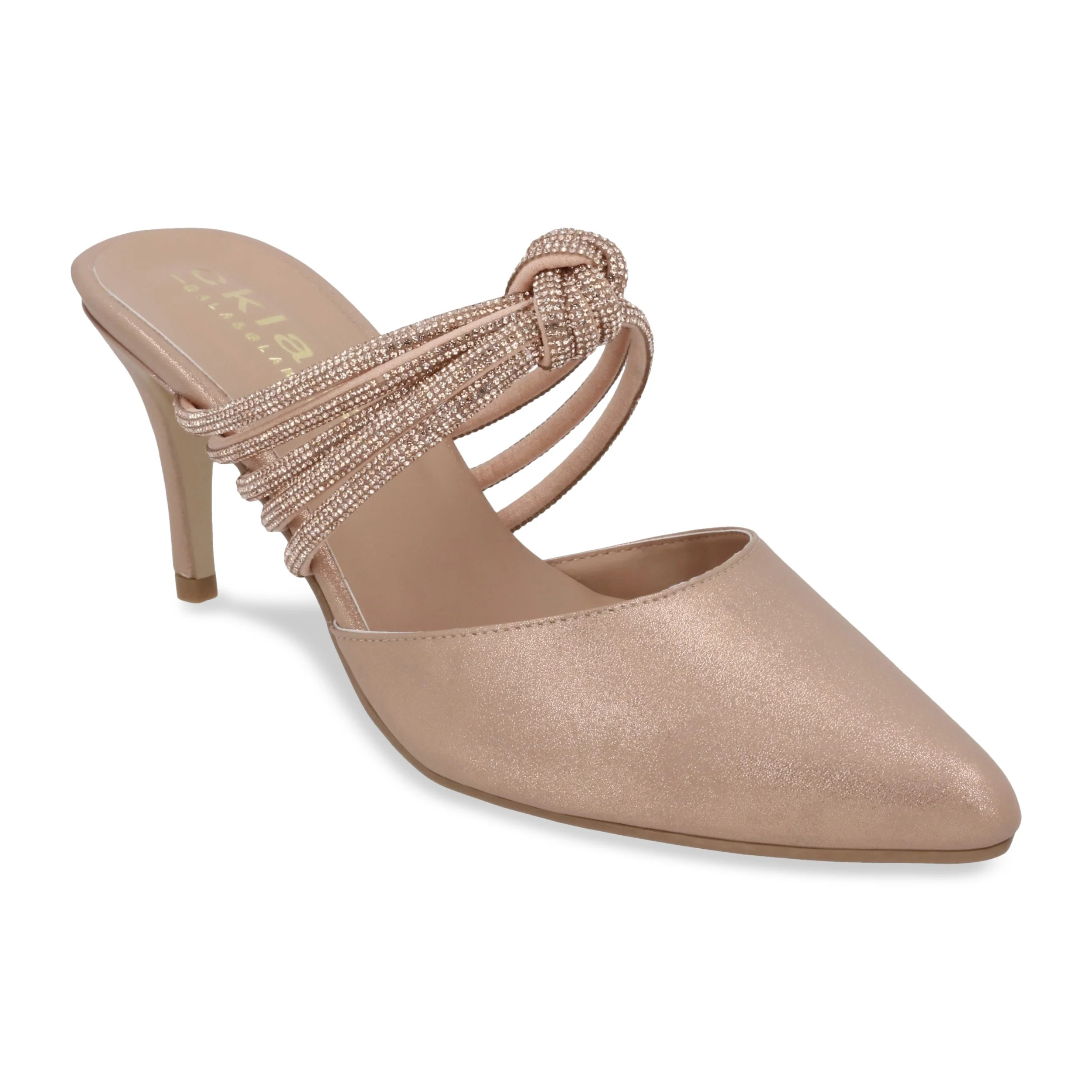 ZAPATILLA DE TACÓN 8CM MUJER ORO ROSADO CON BRILLOS 03269