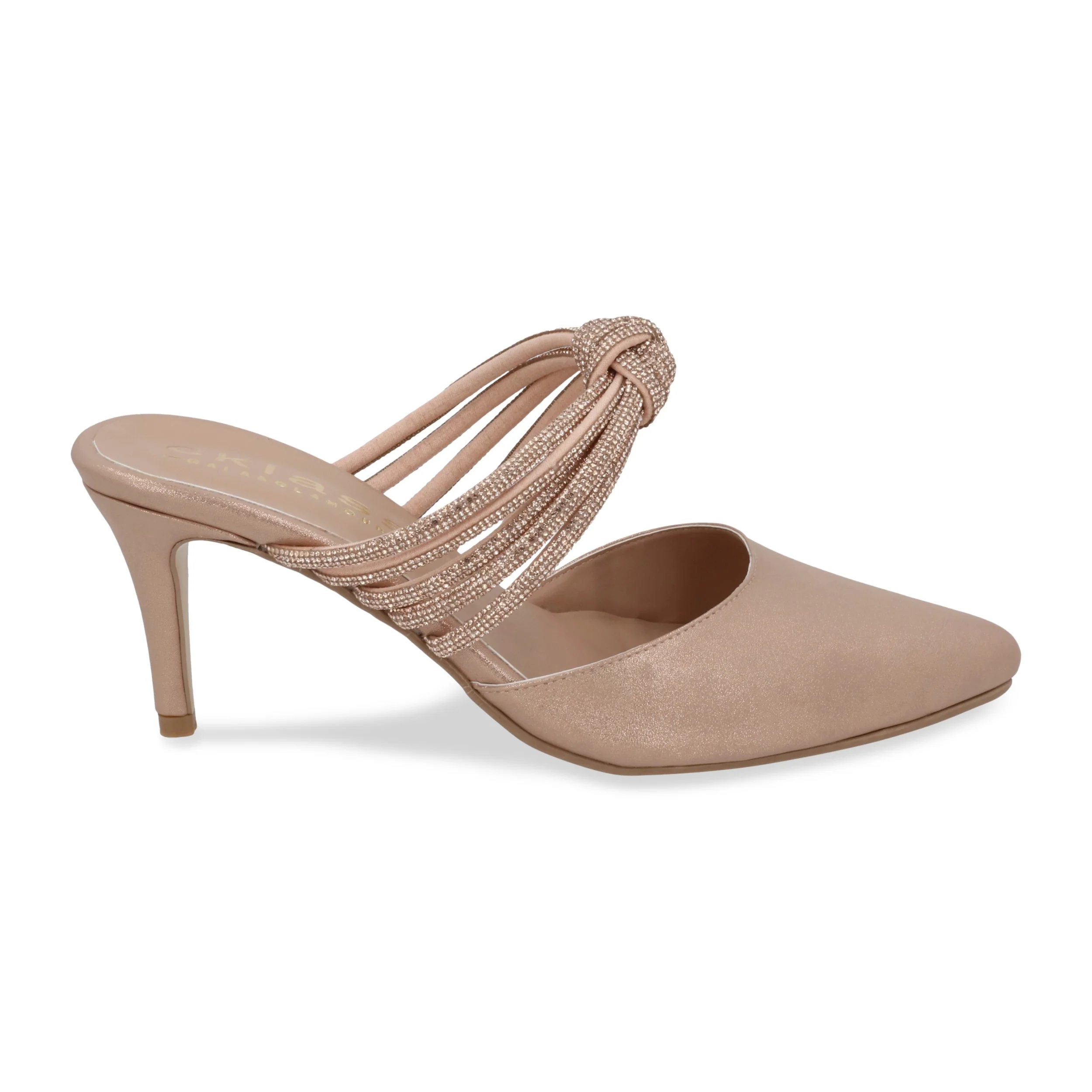 ZAPATILLA DE TACÓN 8CM MUJER ORO ROSADO CON BRILLOS 03269 - Image 2