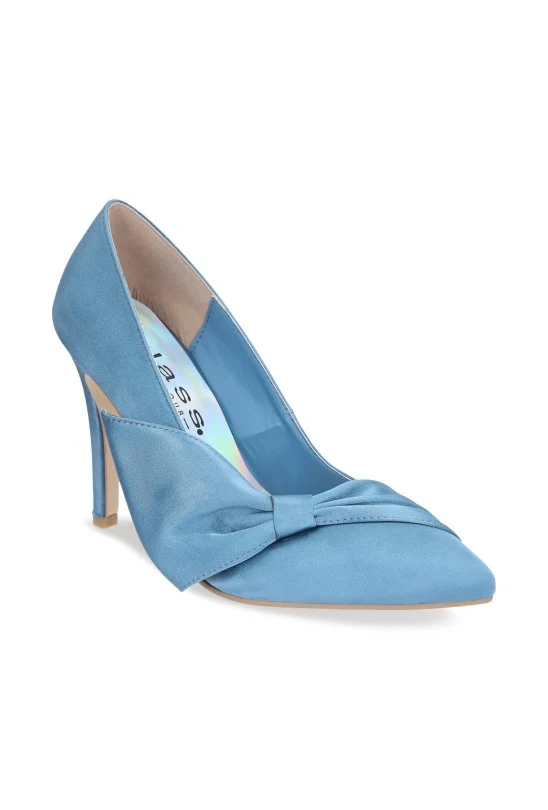 ZAPATILLA DE TACÓN AZUL CON ADORNO 03257