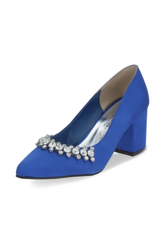 ZAPATILLA DE TACÓN AZUL CON ADORNO 03258
