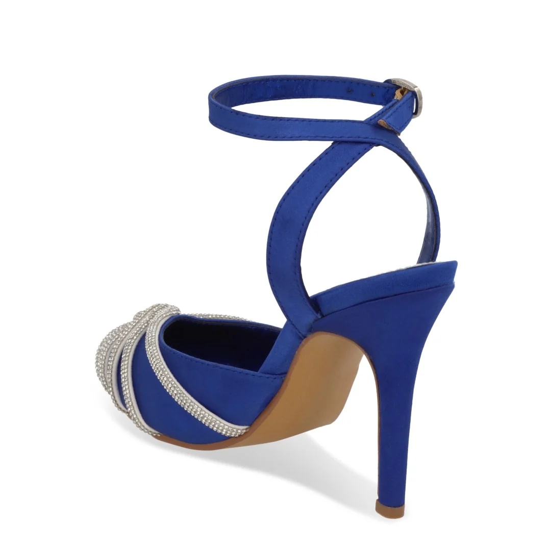 ZAPATILLA DE TACÓN AZUL CON TIRAS DE BRILLOS 32420 - Image 3
