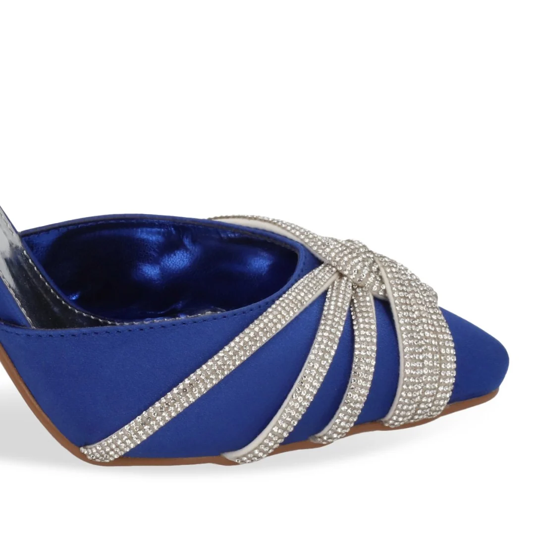 ZAPATILLA DE TACÓN AZUL CON TIRAS DE BRILLOS 32420 - Image 6