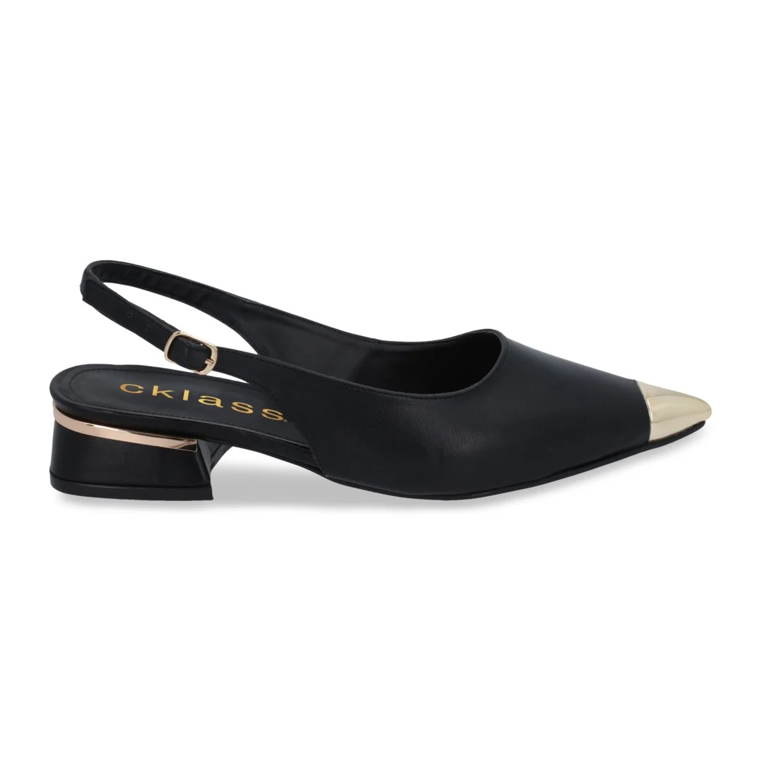 ZAPATILLA DE TACÓN BAJO NEGRO CON PUNTA 03274 - Image 2
