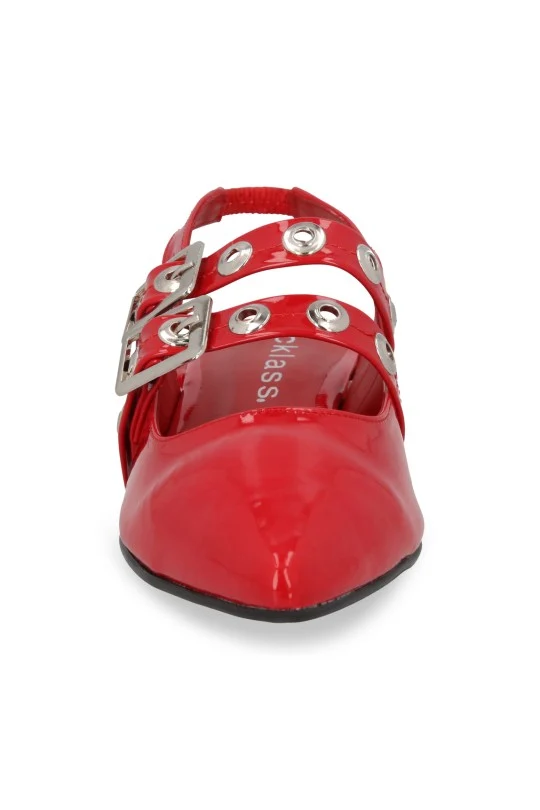 ZAPATILLA DE TACON BAJO ROJO CON HEBILLAS 06067 - Image 3