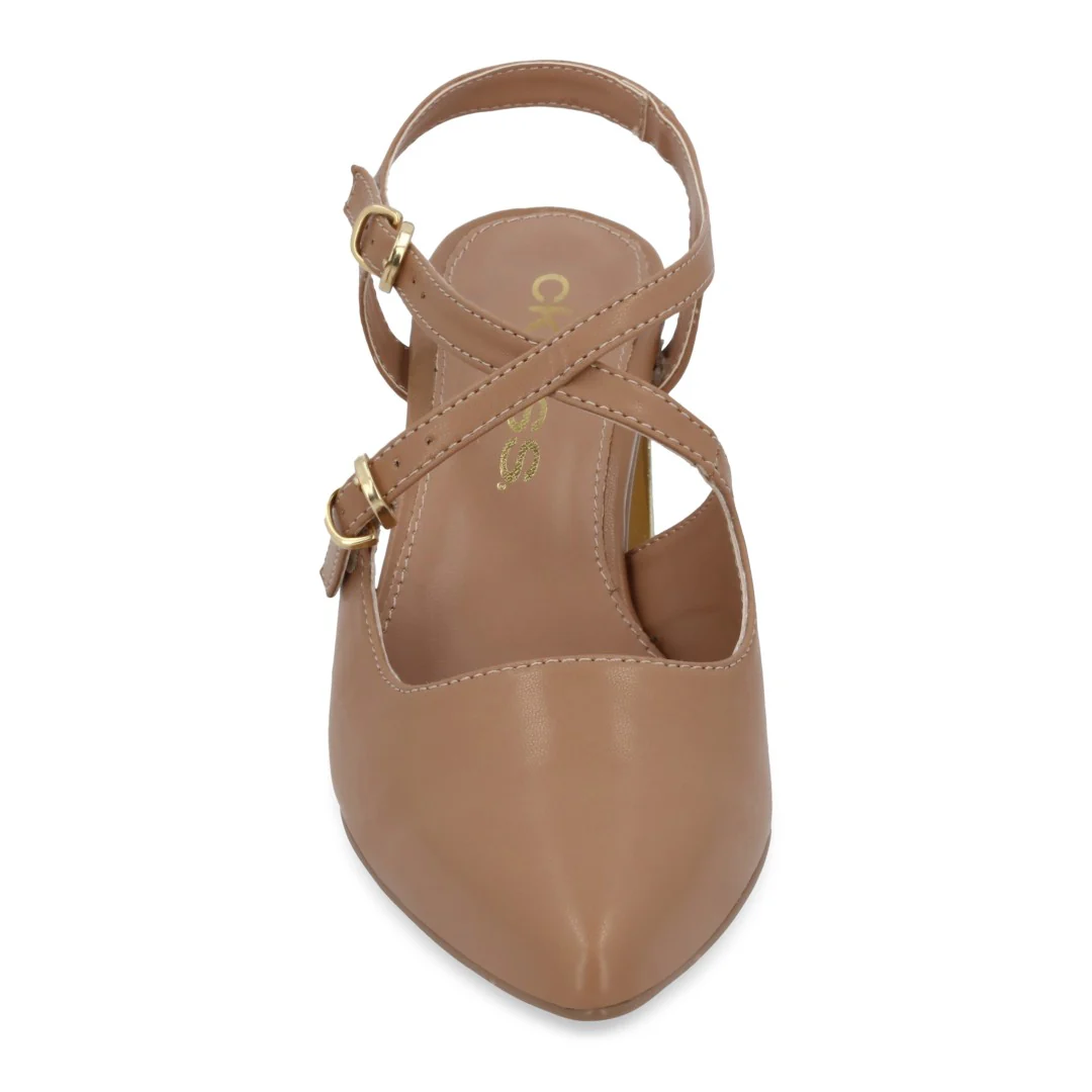ZAPATILLA DE TACÓN BEIGE ACABADO EN PUNTA 73147 - Image 3