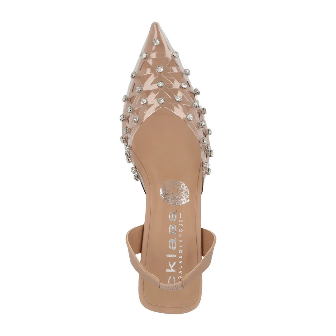 ZAPATILLA DE TACÓN BEIGE DE MICA CON PEDRERÍA 05053 - Image 5