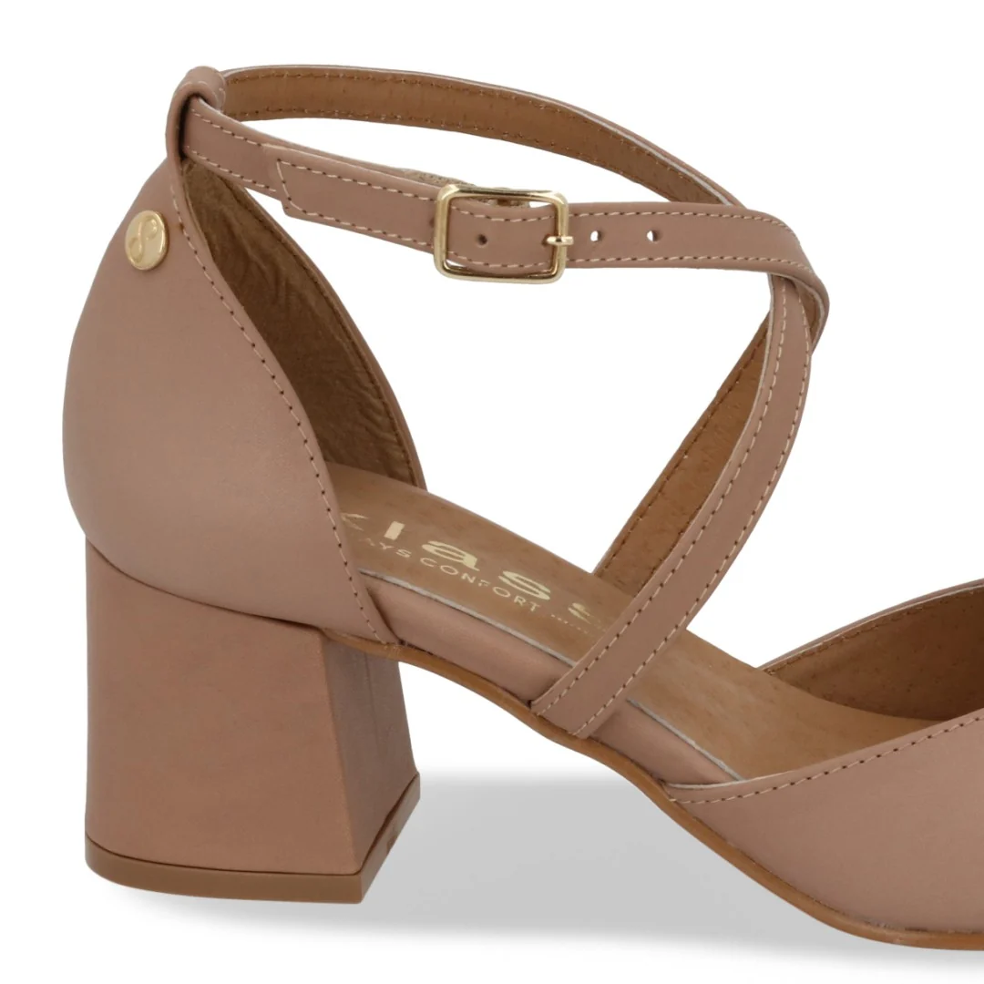ZAPATILLA DE TACÓN BEIGE DE PIEL 03082 - Image 6