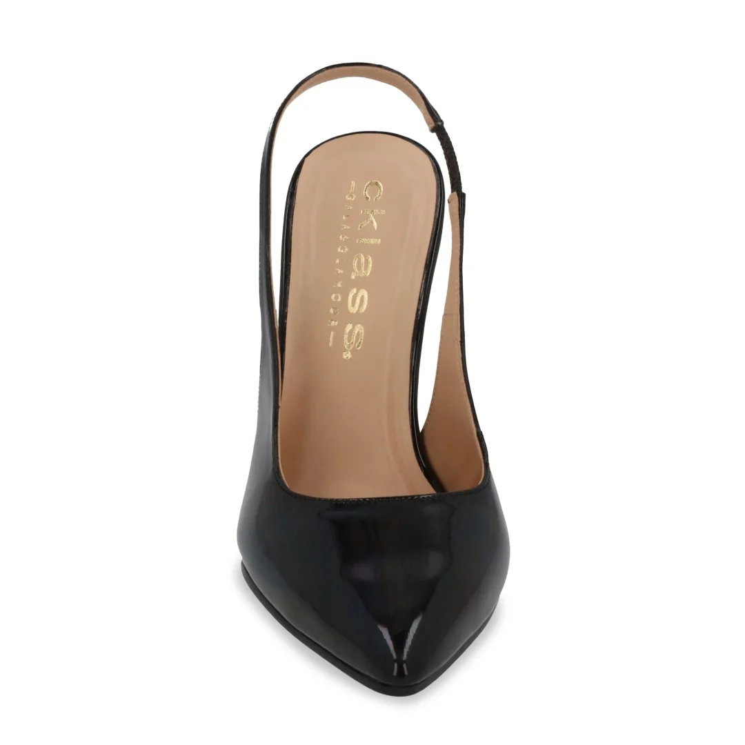 ZAPATILLA DE TACÓN BEIGE Y NEGRO ACABADO CHAROL 04741 - Image 4