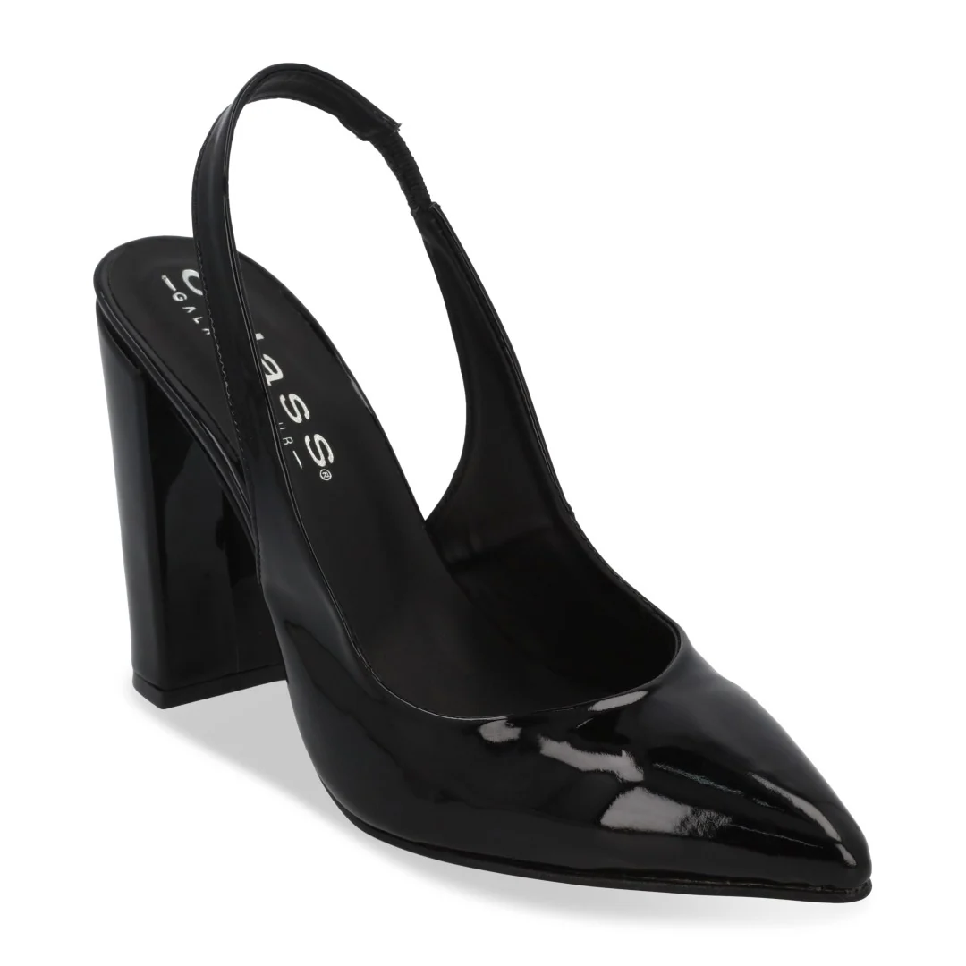 ZAPATILLA DE TACÓN BEIGE Y NEGRO ACABADO CHAROL 05955