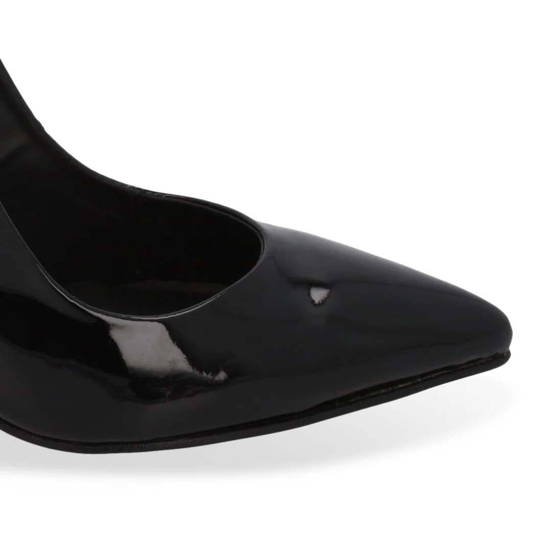 ZAPATILLA DE TACÓN BEIGE Y NEGRO ACABADO CHAROL 05955 - Image 6