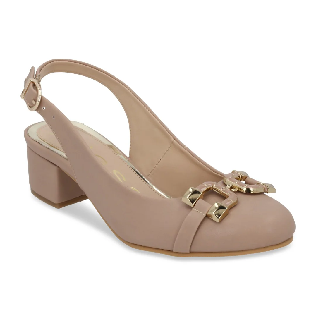ZAPATILLA DE TACÓN BEIGE CON APLICACIÓN 21549