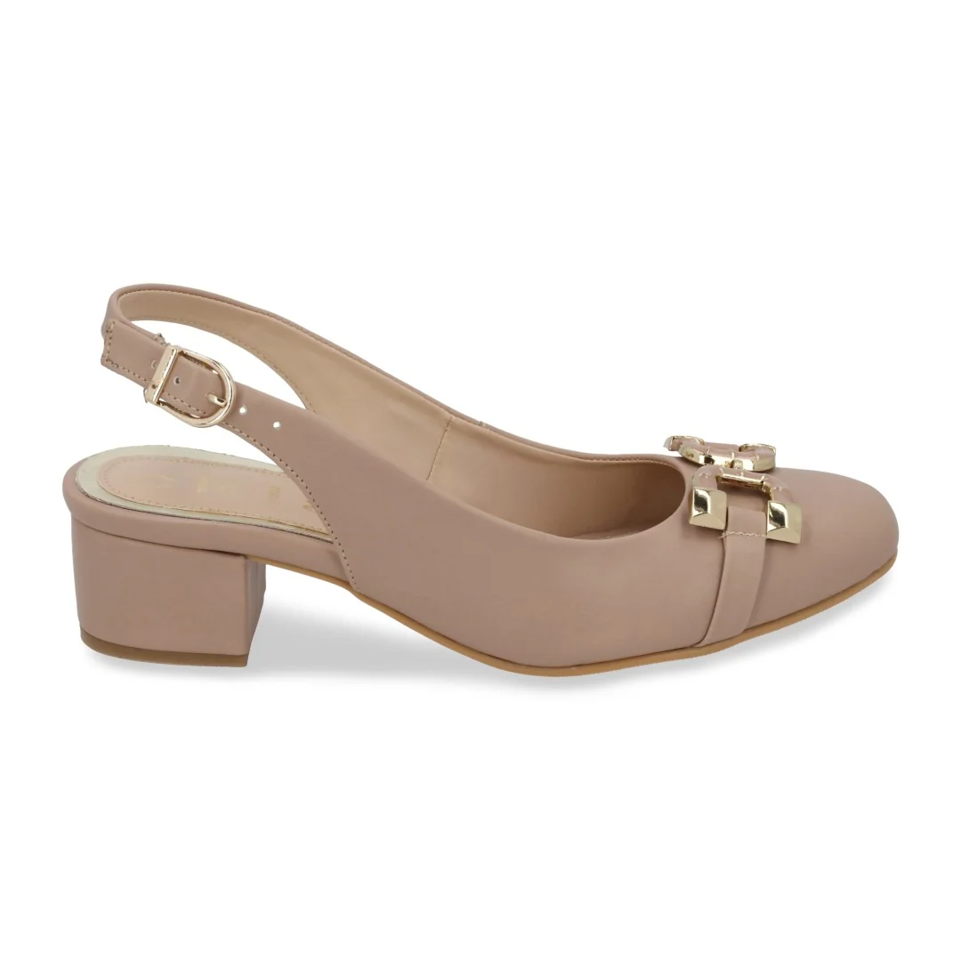 ZAPATILLA DE TACÓN BEIGE CON APLICACIÓN 21549 - Image 2