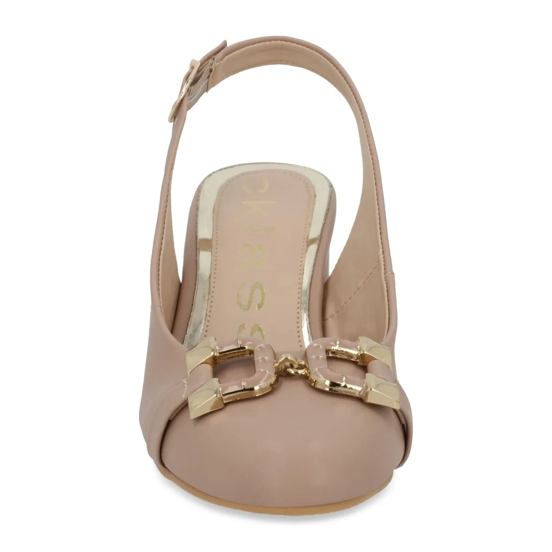 ZAPATILLA DE TACÓN BEIGE CON APLICACIÓN 21549 - Image 3