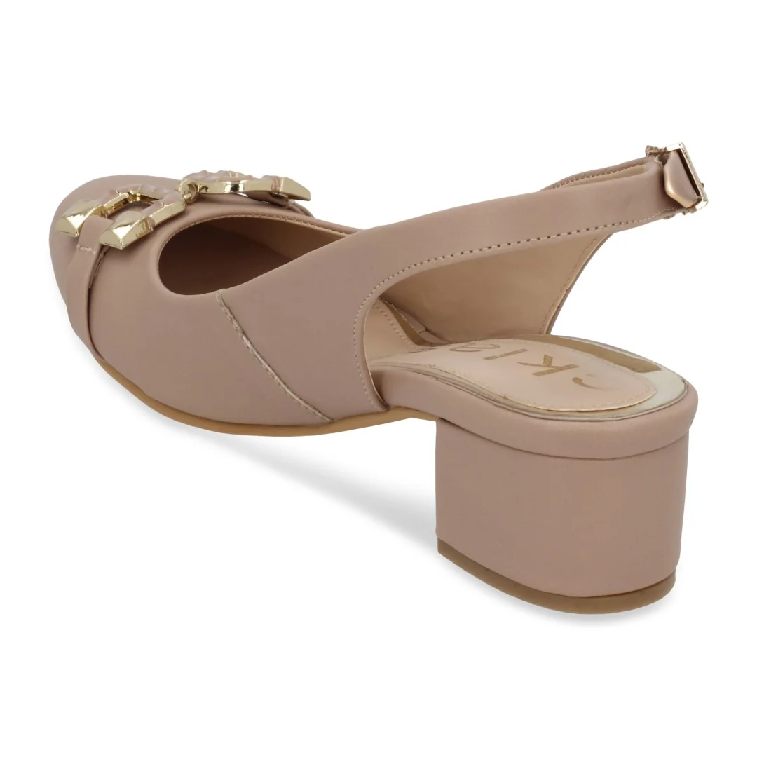 ZAPATILLA DE TACÓN BEIGE CON APLICACIÓN 21549 - Image 4