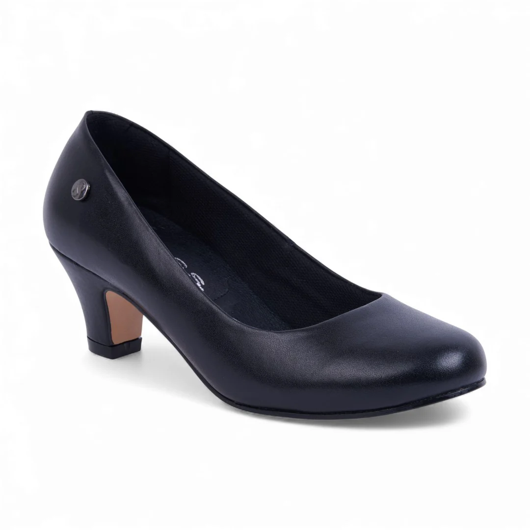 ZAPATILLA DE TACÓN BEIGE Y NEGRO LISO 74329 - Image 2
