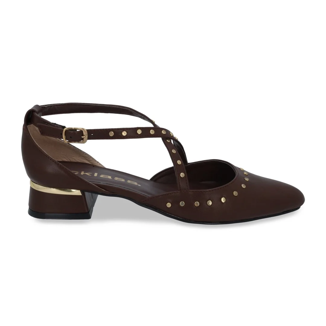 ZAPATILLA DE TACÓN CAFÉ CON DETALLE METÁLICO 05956 - Image 2