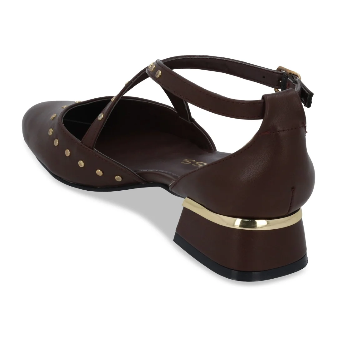 ZAPATILLA DE TACÓN CAFÉ CON DETALLE METÁLICO 05956 - Image 4