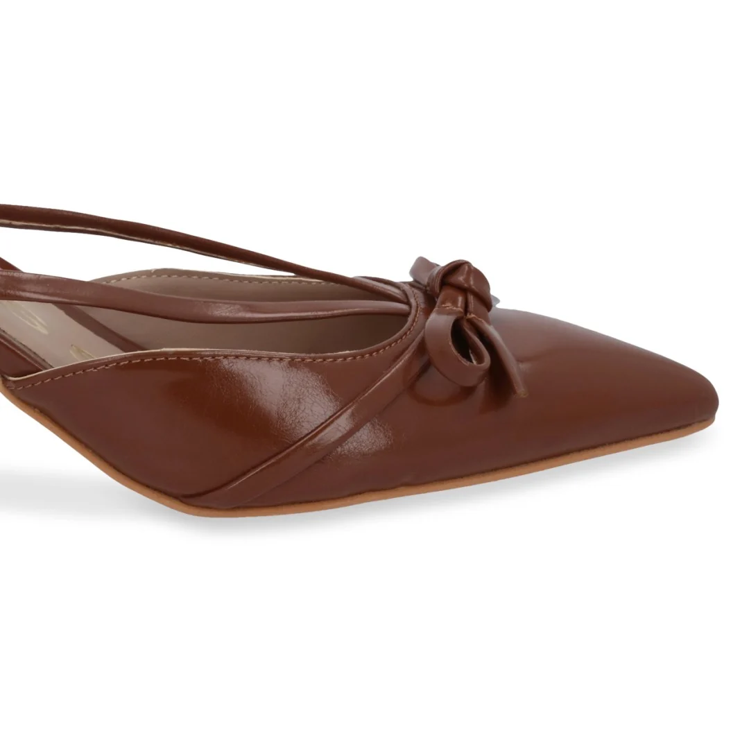 ZAPATILLA DE TACÓN CAFÉ CON DETALLES DECORATIVOS 20320 - Image 6