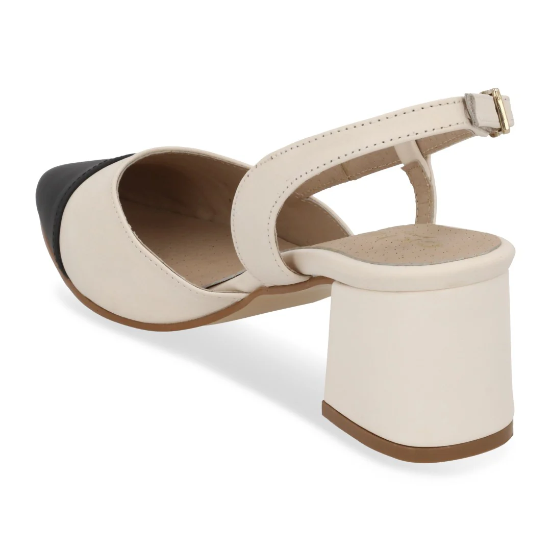 ZAPATILLA DE TACÓN HUESO DE PIEL 03083 - Image 3