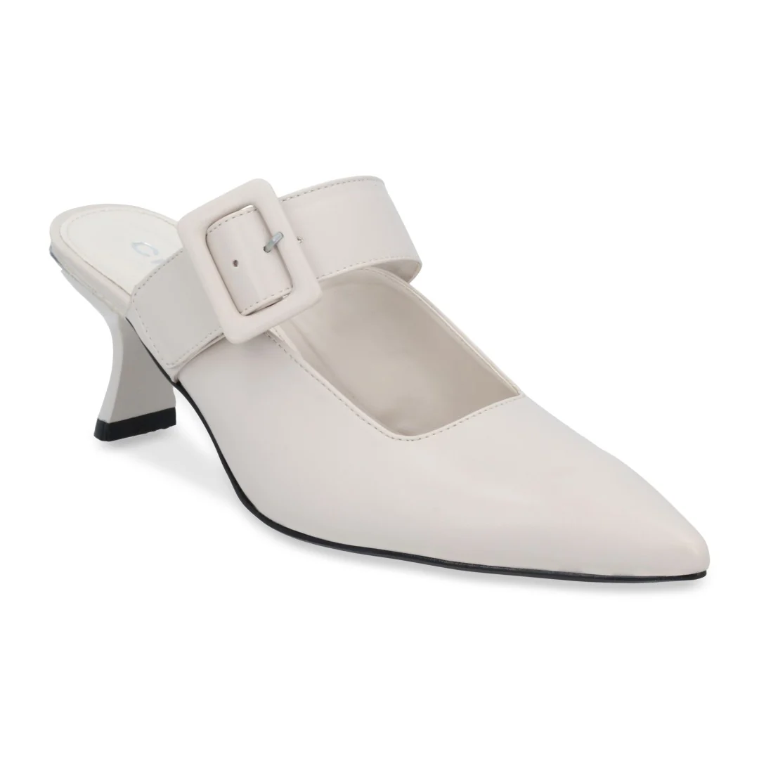ZAPATILLA DE TACÓN HUESO DESTALONADA CON LÁTIGO 24160