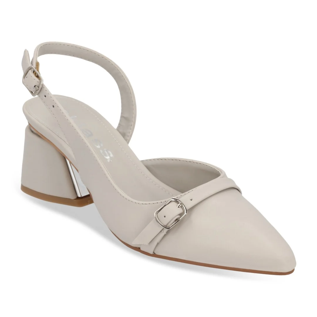 ZAPATILLA DE TACÓN HUESO METALIZADO 32417