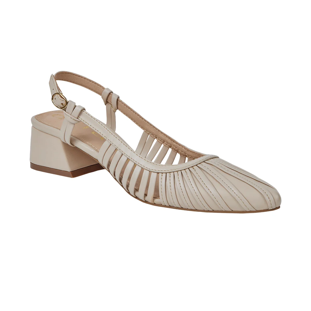 ZAPATILLA DE TACÓN HUESO TIPO REJILLA 06252