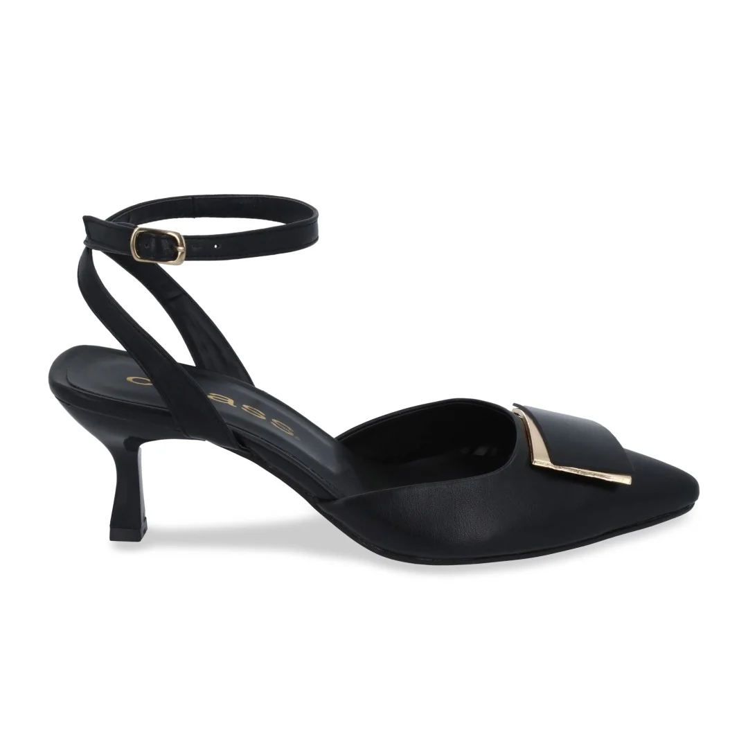 ZAPATILLA DE TACÓN NEGRO ACABADO EN PUNTA 18066 - Image 2