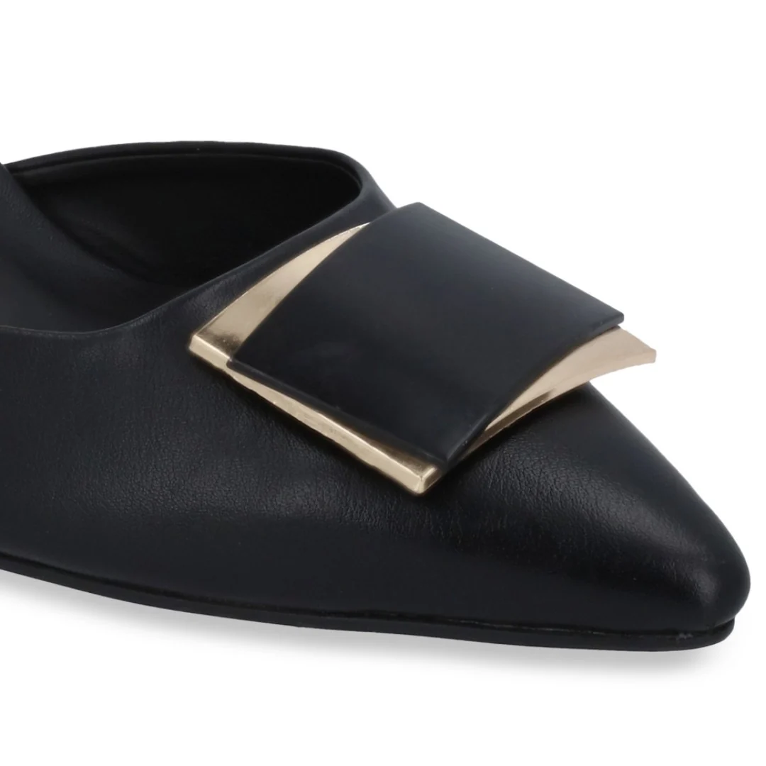ZAPATILLA DE TACÓN NEGRO ACABADO EN PUNTA 18066 - Image 6