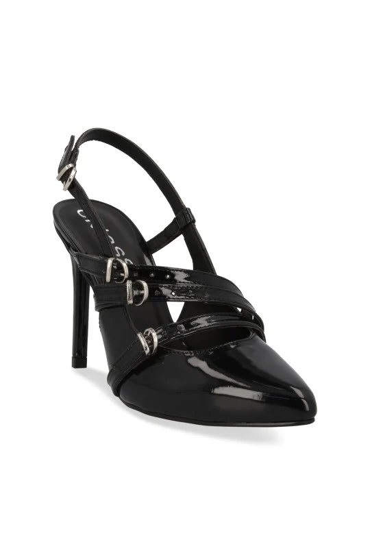 ZAPATILLA DE TACON NEGRO CON HEBILLAS 05214