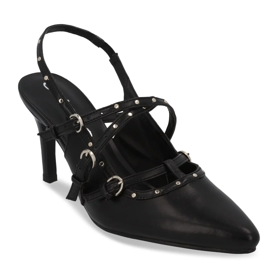 ZAPATILLA DE TACÓN NEGRO CON HEBILLAS 94994