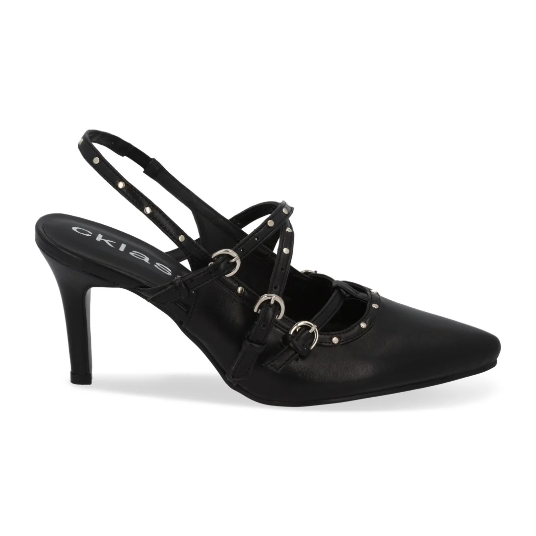ZAPATILLA DE TACÓN NEGRO CON HEBILLAS 94994 - Image 2